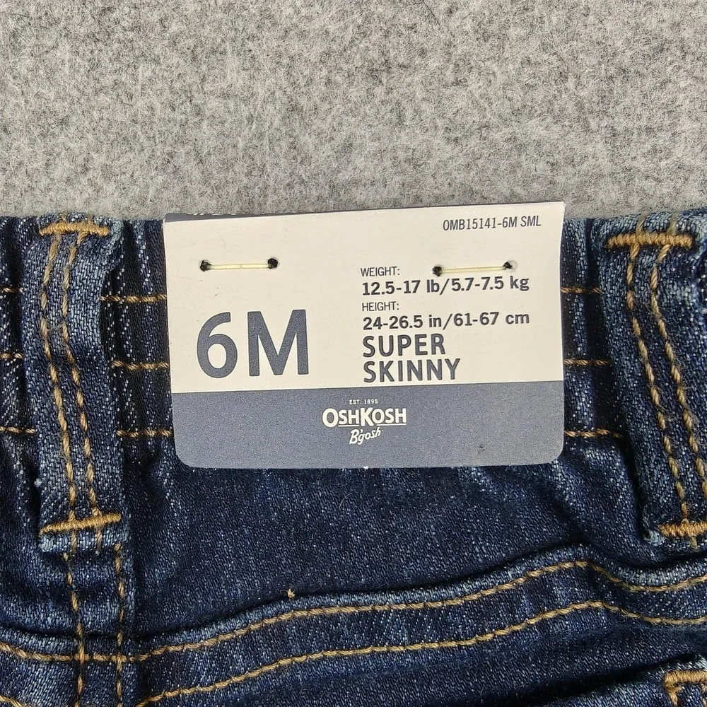 OshKosh B'gosh Jeans Girls Size 3-6 Months Blue Super Skinny Denim New‎